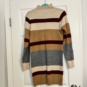 NWT-Francesca’s Sz XS Burgandy Tan Gray Striped Dress Studio 19 Brand